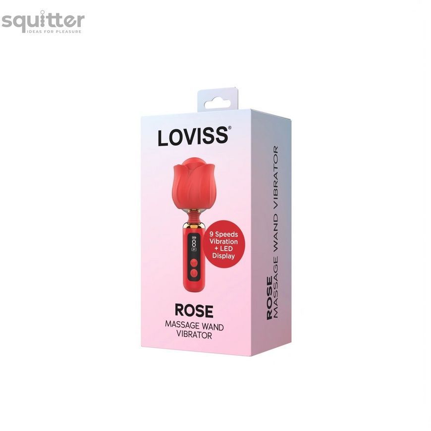 Вібромасажер Loviss Rose Mini Massage Wand Vibrator, головка у вигляді троянди, 9 режимів SX3994 - онлайн-сексшоп Сквітер