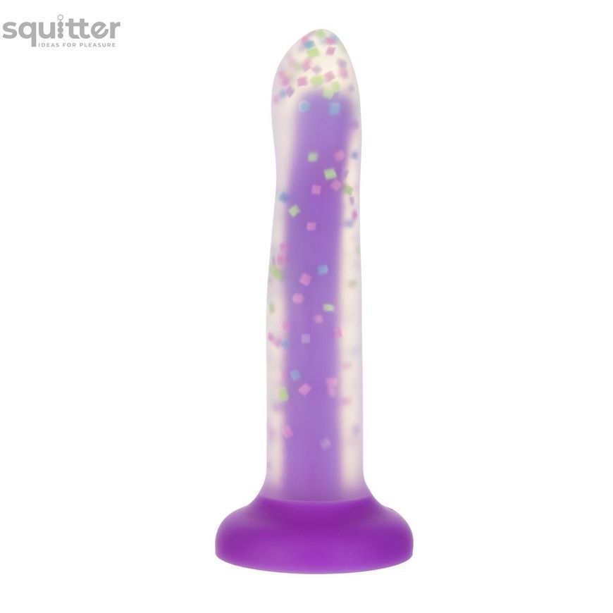 Фалоімітатор, що світиться в темряві, ADDICTION Rave 8&Prime;, Glow in the Dark Dildo Purple Confetti, 20,3 см SX1301 - онлайн-сексшоп Сквітер