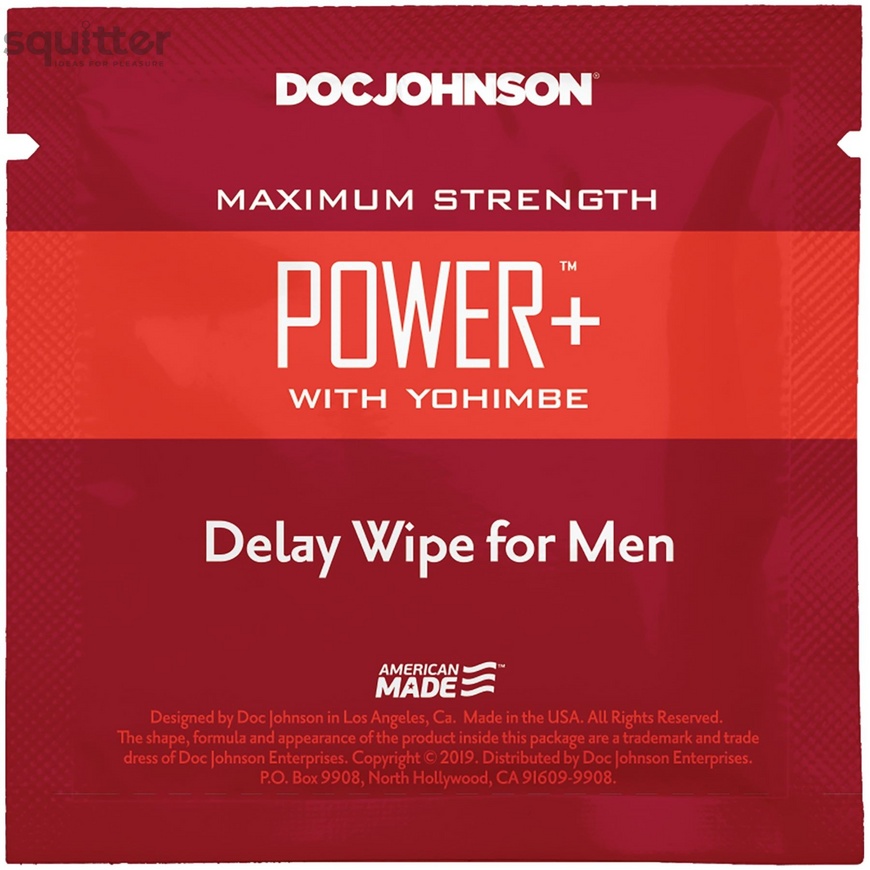 Пролонгуюча серветка Doc Johnson Power + Delay Wipe For Men з екстрактом йохимбе SO3488 фото