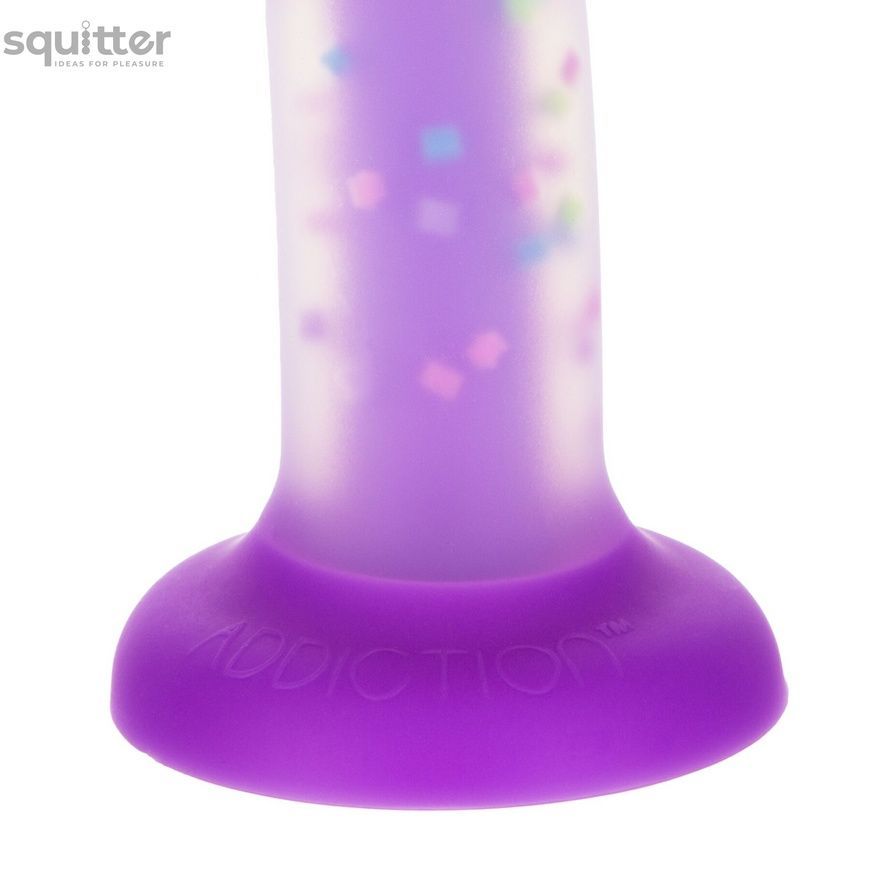 Фалоімітатор, що світиться в темряві, ADDICTION Rave 8&Prime;, Glow in the Dark Dildo Purple Confetti, 20,3 см SX1301 - онлайн-сексшоп Сквітер