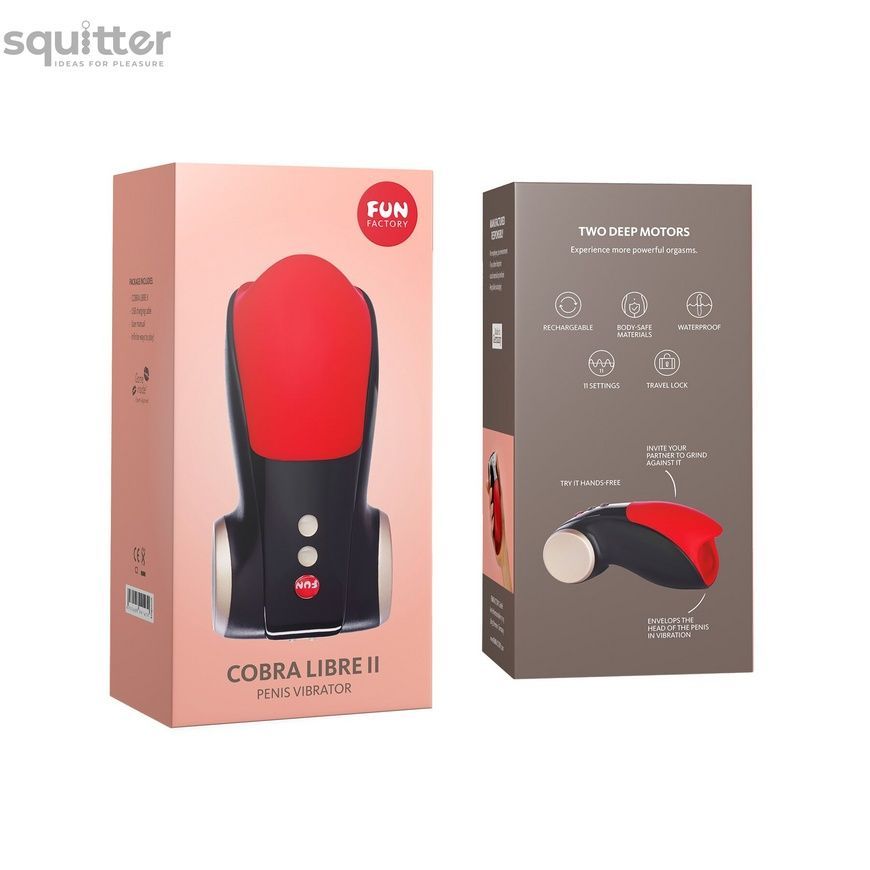 Мастурбатор для головки пеніса Fun Factory COBRA LIBRE II black/red, 2 мотори, гра без рук SX0967 - онлайн-сексшоп Сквітер