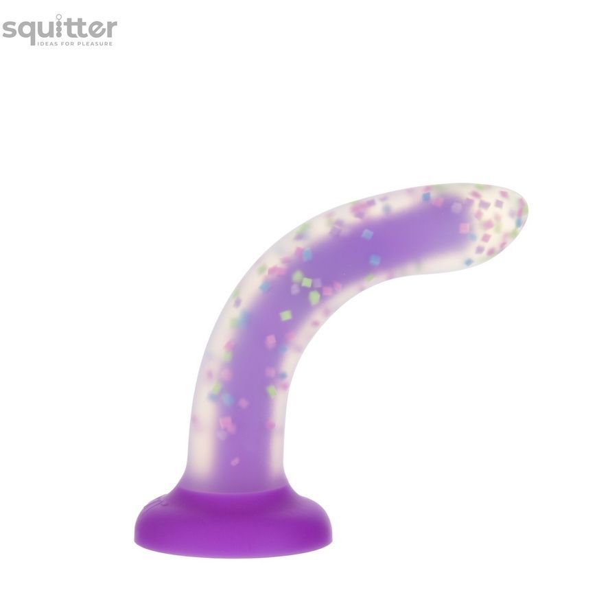 Фалоімітатор, що світиться в темряві, ADDICTION Rave 8&Prime;, Glow in the Dark Dildo Purple Confetti, 20,3 см SX1301 - онлайн-сексшоп Сквітер