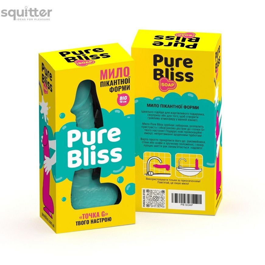 Крафтовое мыло-член с присоской Pure Bliss BIG Turquoise, натуральное SO6369 - онлайн-сексшоп Сквитер