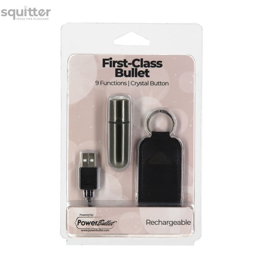 Вибропуля PowerBullet First-Class Bullet 2.5&Prime; with Key Chain Pouch, Gun Metal, 9 режимов вибрации SO6846 - онлайн-сексшоп Сквитер