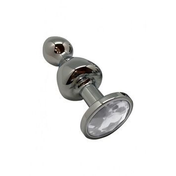Металлическая анальна пробка Wooomy Lollypop Double Ball Metal Plug M, диаметр 3,1 см, длина 9,4 см SO7414 - онлайн-сексшоп Сквитер