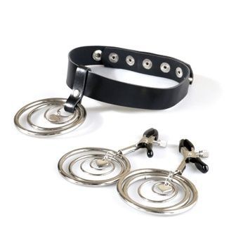 Набір чокер + затискачі Art of Sex - Choker and Nipple clamps Triada, колір чорний SO9997 - онлайн-сексшоп Сквітер