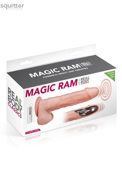 Фалоімітатор-пульсатор із вібрацією Real Body — Magic Ram, діаметр 4 см, рух вперед-назад SO1891 фото