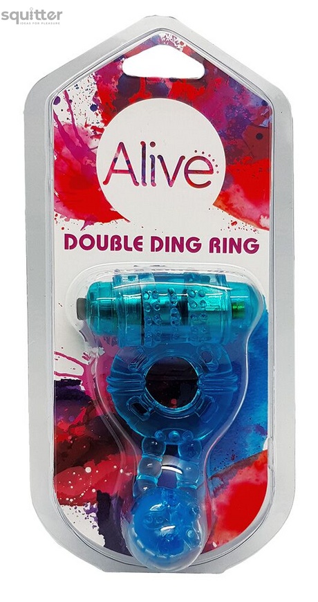 Ерекційне віброкільце Alive Double Ding Ring Blue SO8690 фото