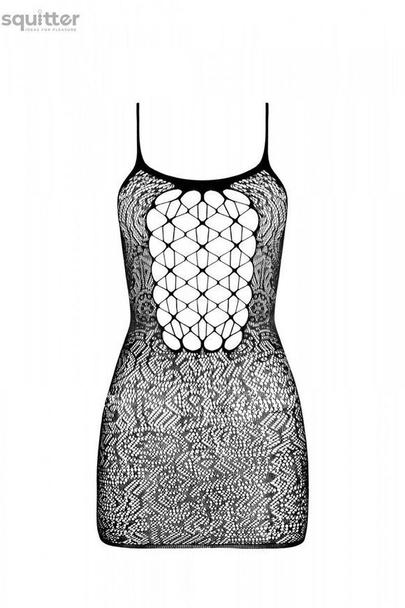 Ажурна мінісукня на тонких бретелях Passion BS096 One Size, white, плетіння на грудях SO8931 - онлайн-сексшоп Сквітер