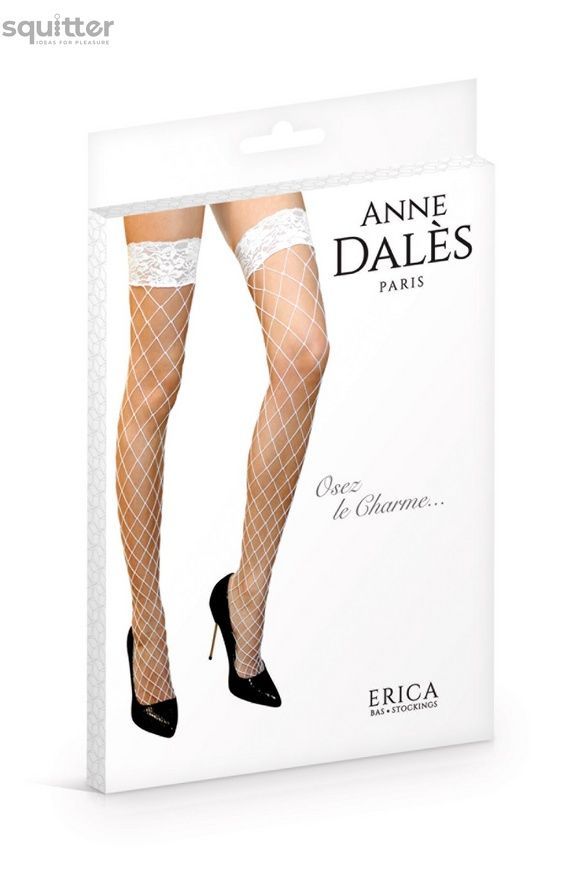 Чулки в крупную сетку Anne De Ales ERICA T4 White SO4702 - онлайн-сексшоп Сквитер