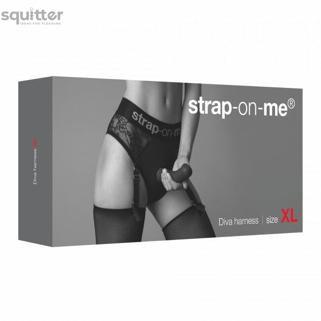 Кружевные трусы для страпона с подвязками для чулок Strap-On-Me DIVA HARNESS - XL SO5095 фото