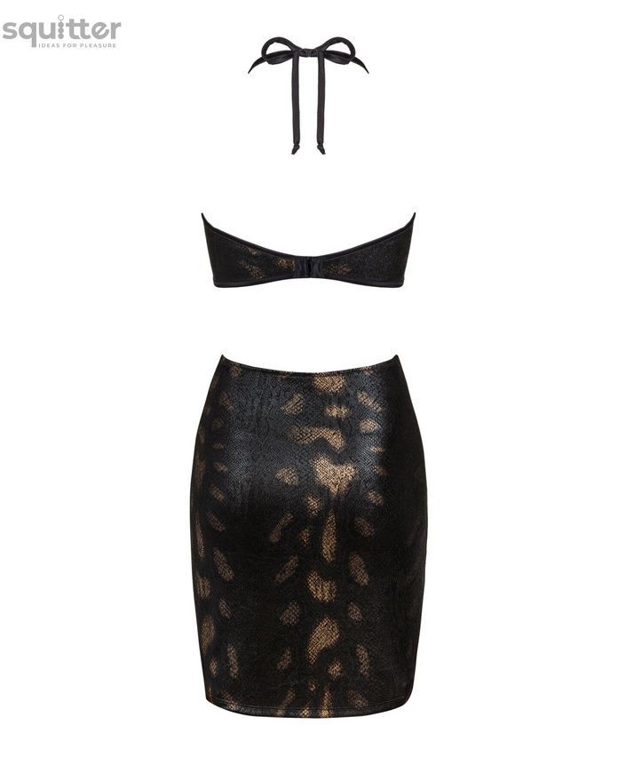Платье под змеиную кожу Obsessive Vivianty dress M/L, черное SO7314 - онлайн-сексшоп Сквитер