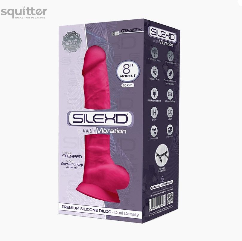 Фаллоимитатор с вибрацией SilexD Vetus Vibro Pink (MODEL 1 size 8in), двухслойный, диаметр 4,2см SO4654 фото