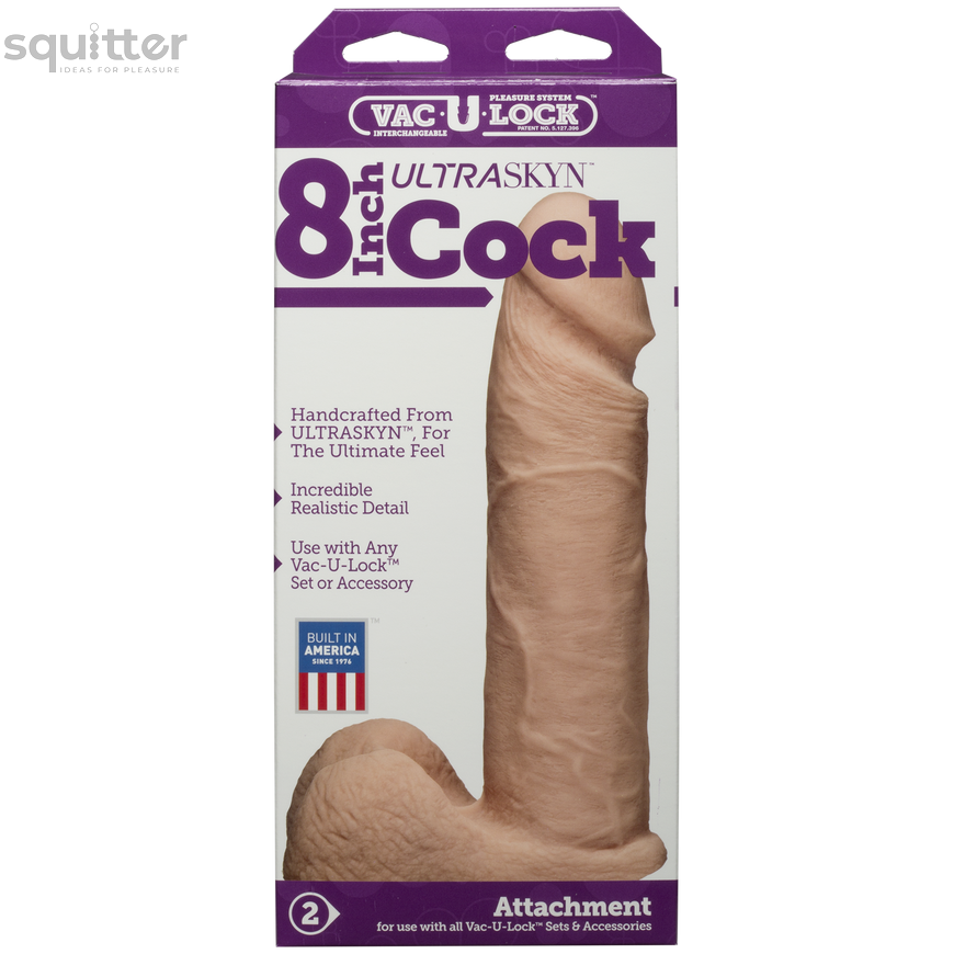 Фалоімітатор Doc Johnson Vac-U-Lock - 8 Inch ULTRASKYN Cock White, діаметр 5,1 см SO1561 фото