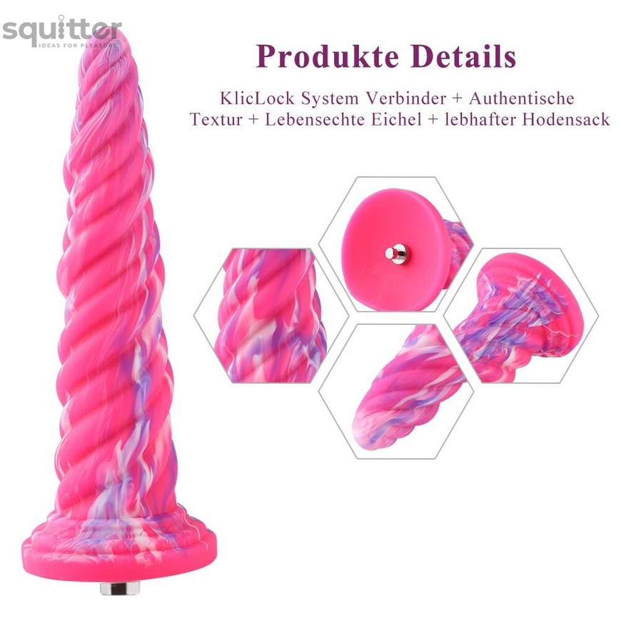 Фантазийный фаллоимитатор 10.12″ для секс-машин Hismith Silicone Dildo rose Monster Series, KlicLok SO6215 фото