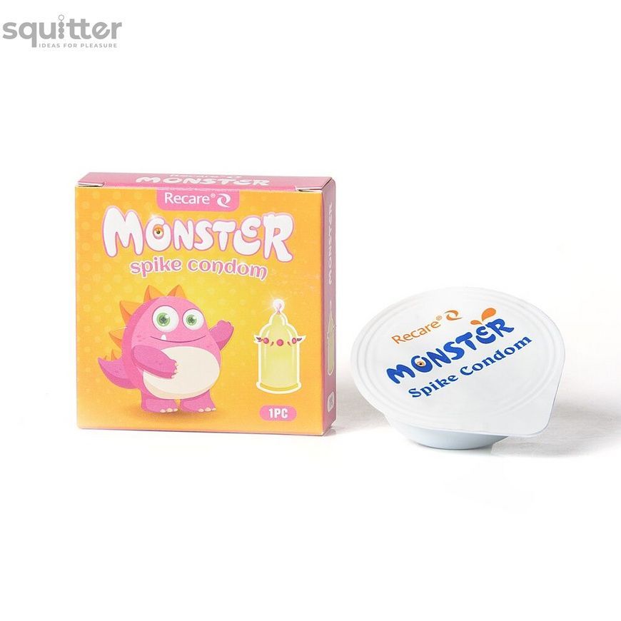 Насадка на член Recare Pink Monster Spike Condom (презерватив з кульками та вусиками) SX3340 - онлайн-сексшоп Сквітер