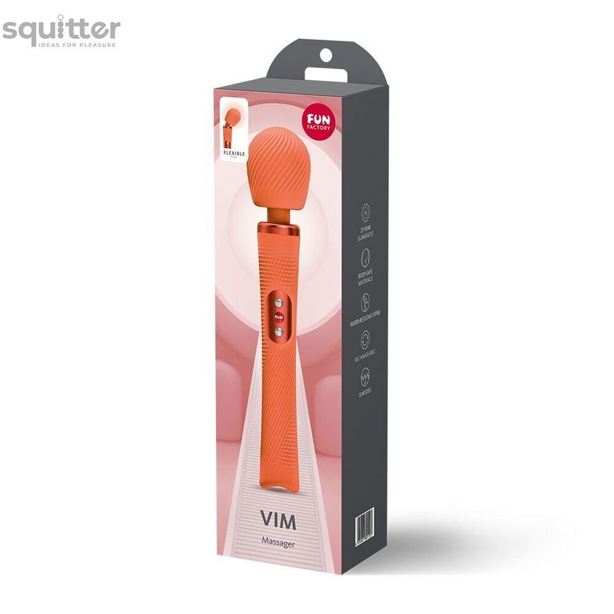 Вібромасажер Fun Factory VIM Vibrating Wand Orange, суперпотужний та легкий, до 6 годин роботи SX3661 - онлайн-сексшоп Сквітер