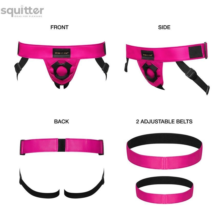 Трусы для страпона Strap-On-Me Leatherette Harness Curious Fuchsia SO7813 - онлайн-сексшоп Сквитер