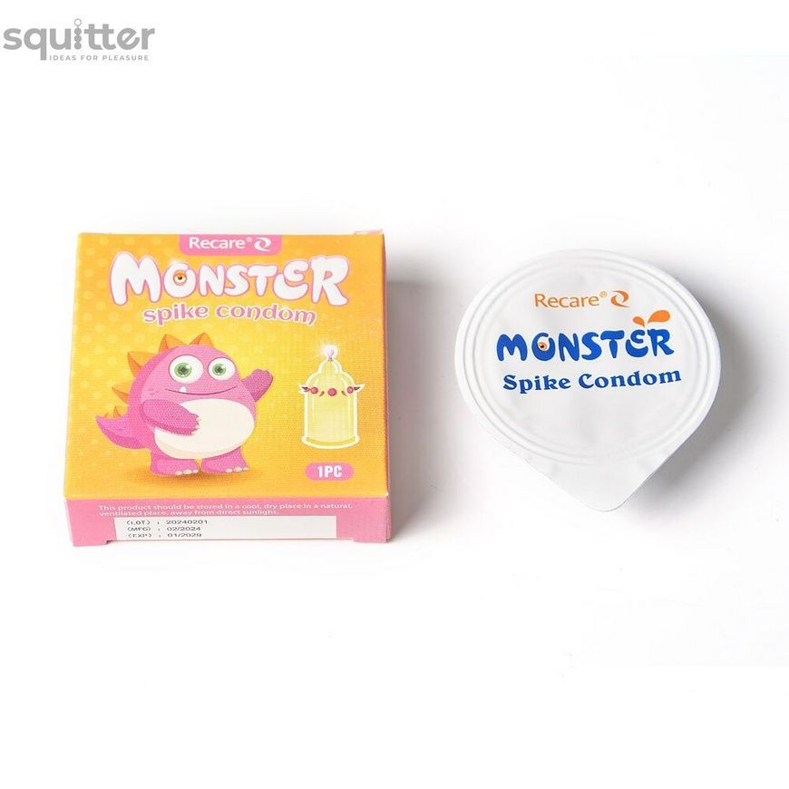 Насадка на член Recare Pink Monster Spike Condom (презерватив з кульками та вусиками) SX3340 - онлайн-сексшоп Сквітер