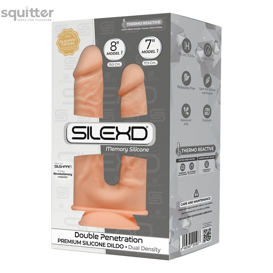 Фалоімітатор подвійний SilexD Double Gusto Flesh (Model 1 size 8" & 7"), двошаровий, силікон + Silex SO5966 фото