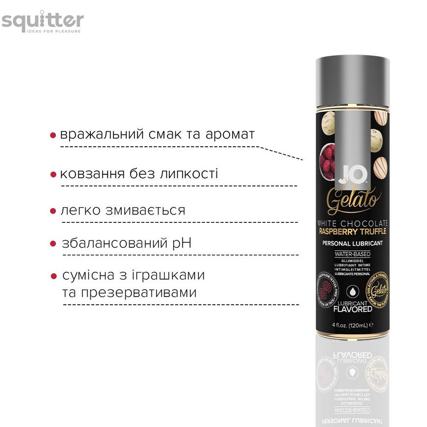 Смазка на водной основе System JO GELATO White Chocolate Raspberry (120 мл) без сахара и парабенов SO3506 фото