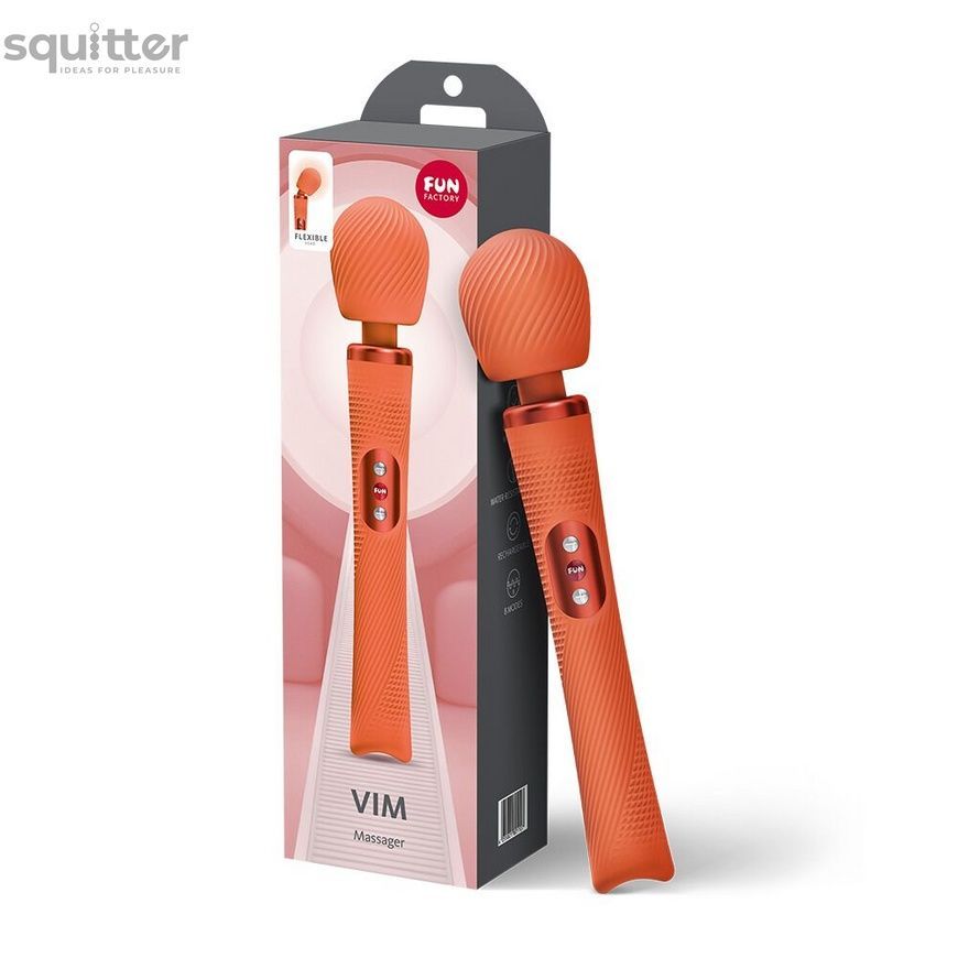 Вібромасажер Fun Factory VIM Vibrating Wand Orange, суперпотужний та легкий, до 6 годин роботи SX3661 - онлайн-сексшоп Сквітер