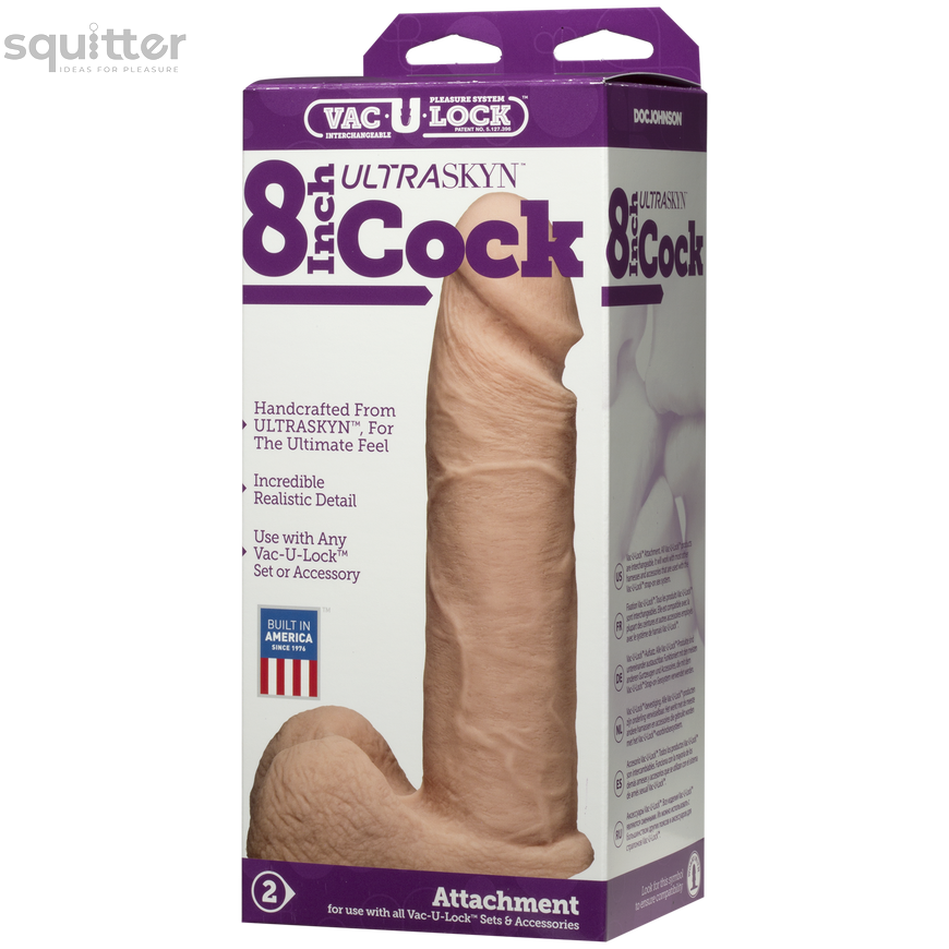 Фаллоимитатор Doc Johnson Vac-U-Lock - 8 Inch ULTRASKYN Cock White, диаметр 5,1см SO1561 фото