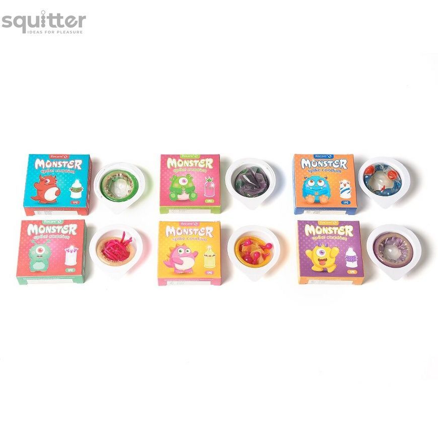 Насадка на член Recare Pink Monster Spike Condom (презерватив з кульками та вусиками) SX3340 - онлайн-сексшоп Сквітер