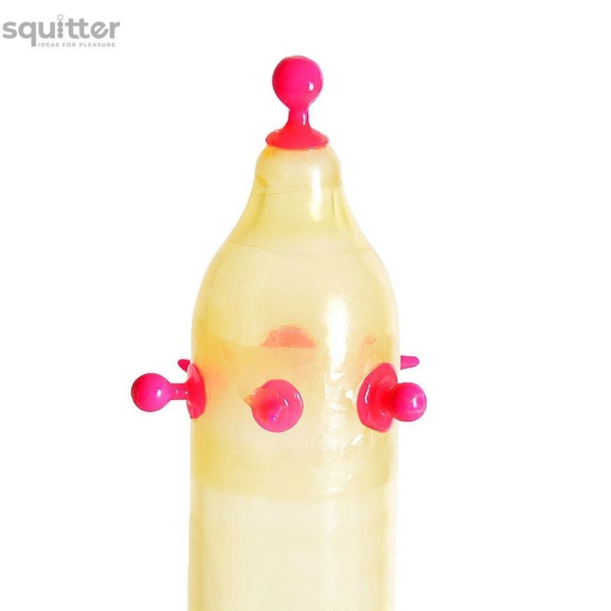 Насадка на член Recare Pink Monster Spike Condom (презерватив з кульками та вусиками) SX3340 - онлайн-сексшоп Сквітер