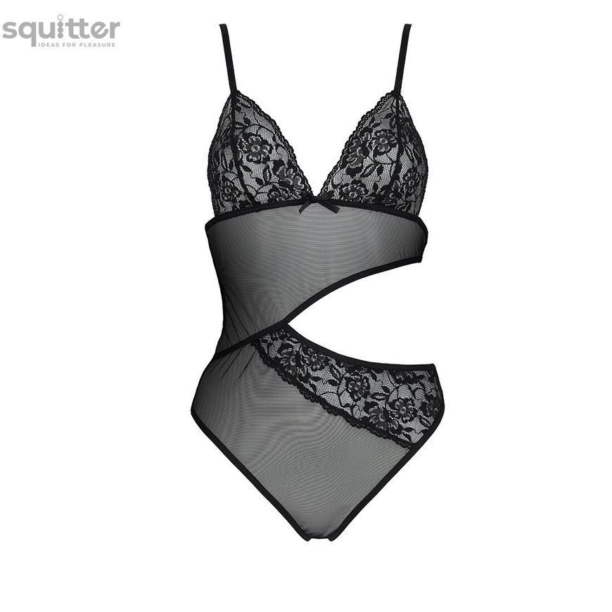 Боді з ажурним ліфом Passion CHRISTA BODY XXL/XXXL, black SO5755 - онлайн-сексшоп Сквітер