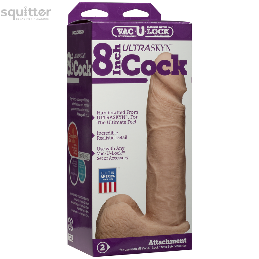 Фалоімітатор Doc Johnson Vac-U-Lock - 8 Inch ULTRASKYN Cock White, діаметр 5,1 см SO1561 фото