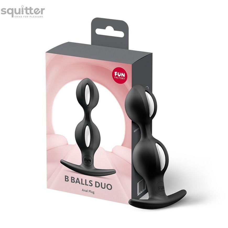 Анальні кульки Fun Factory B BALLS DUO Black, ефект вібрації, діаметр 3,2 та 3,6 см SX3689 - онлайн-сексшоп Сквітер