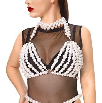 Ліф з перлин Art of Sex - Jasmine, колір білий, розмір XS-2XL SX3446 - онлайн-сексшоп Сквітер