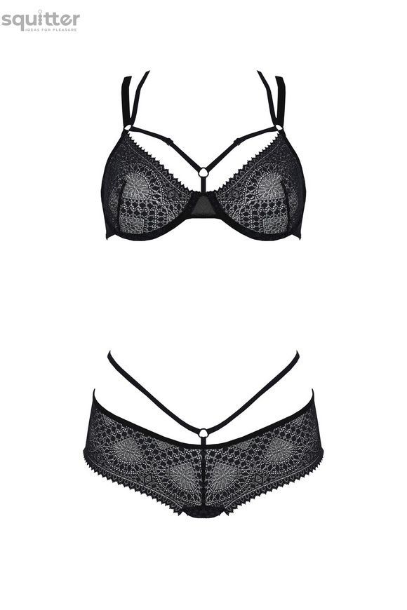 Комплект Passion DROSERA BIKINI black, XXL/XXXL, бюстгальтер і трусики-кюлоти SX0469 - онлайн-сексшоп Сквітер