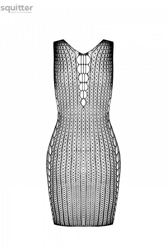 Мінісукня з вертикальним візерунком Passion BS097 One Size, black, плетіння з боків SO8932 - онлайн-сексшоп Сквітер