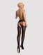Чулки-стокинги с растительным рисунком Obsessive Garter stockings S206 black S/M/L черные, имитацияSO7265,4 - интернет-магазин интимных товаров Squitter