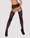 Чулки-стокинги с растительным рисунком Obsessive Garter stockings S206 black S/M/L черные, имитацияSO7265,1 - интернет-магазин интимных товаров Squitter