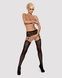 Чулки-стокинги с растительным рисунком Obsessive Garter stockings S206 black S/M/L черные, имитацияSO7265,3 - интернет-магазин интимных товаров Squitter