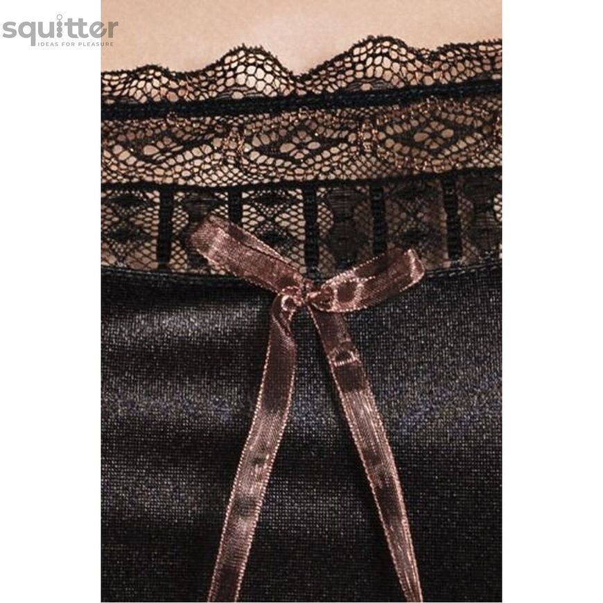 (SALE) Сорочка приталена EVANE CHEMISE black 4XL/5XL - Passion, трусики, з мереживом PS1042 - онлайн-сексшоп Сквітер