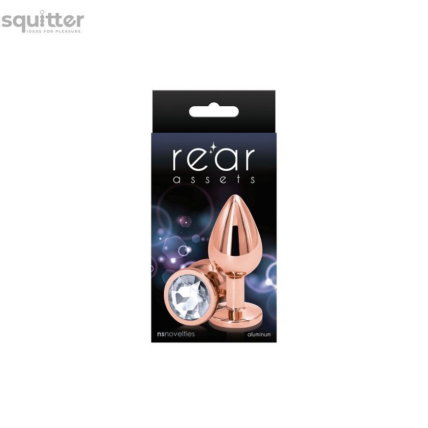 Анальна пробка NS Novelties Rear Assets - Rose Gold - Medium - Clear SX4363 - онлайн-сексшоп Сквітер