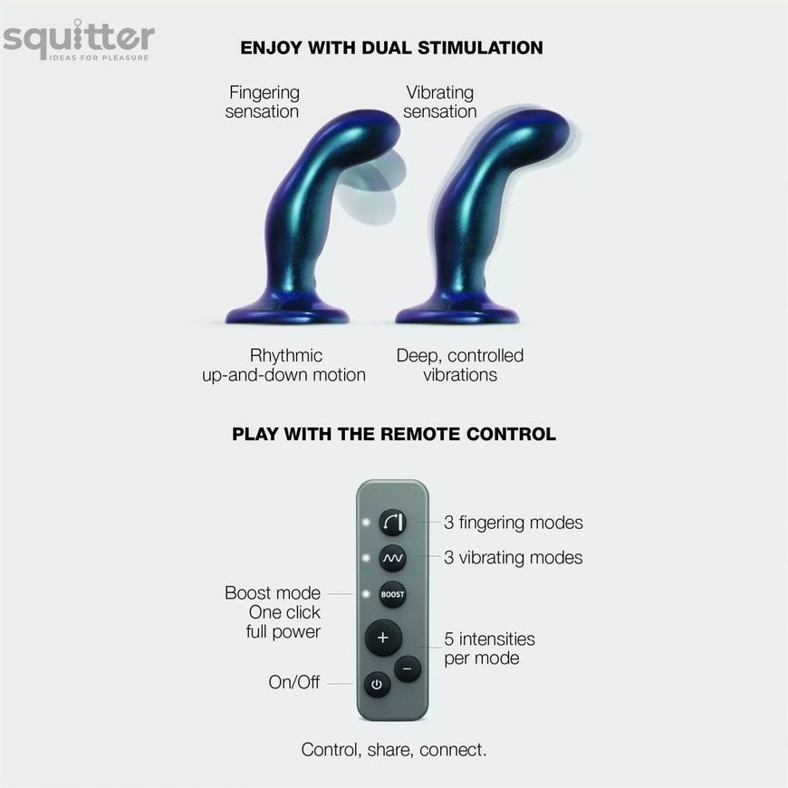Дилдо з вібрацією Strap-On-Me FINGERING & VIBRATING DILDO - M - BLUE, з манливим рухом SX4825 - онлайн-сексшоп Сквітер