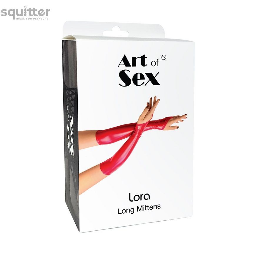 Вінілові мітенки Art of Sex - Lora довгі, розмір S, колір чорний з ефектом голограми SX4321 - онлайн-сексшоп Сквітер