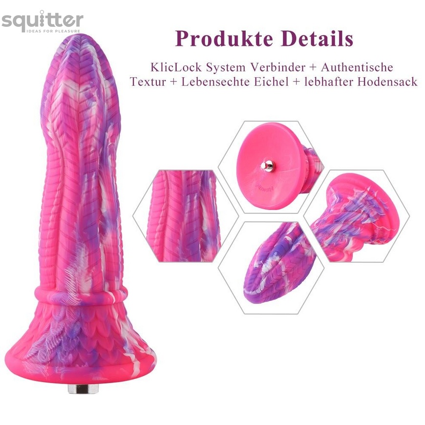 Фалоімітатор для секс-машин Hismith 10.3″ Silicone Monster Dildo Series, система кріплення KlicLok т SO6216 фото