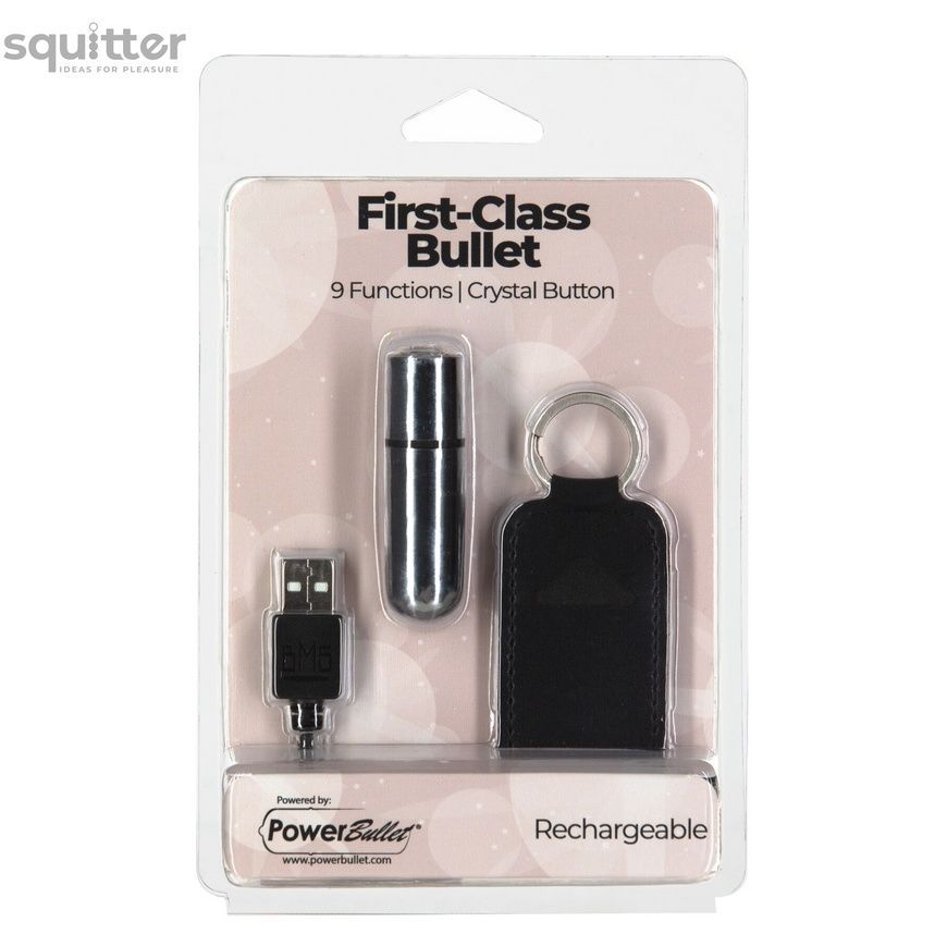 Віброкуля PowerBullet First-Class Bullet 2.5&Prime; with Key Chain Pouch, Silver, 9 режимів вібрації SO6848 - онлайн-сексшоп Сквітер