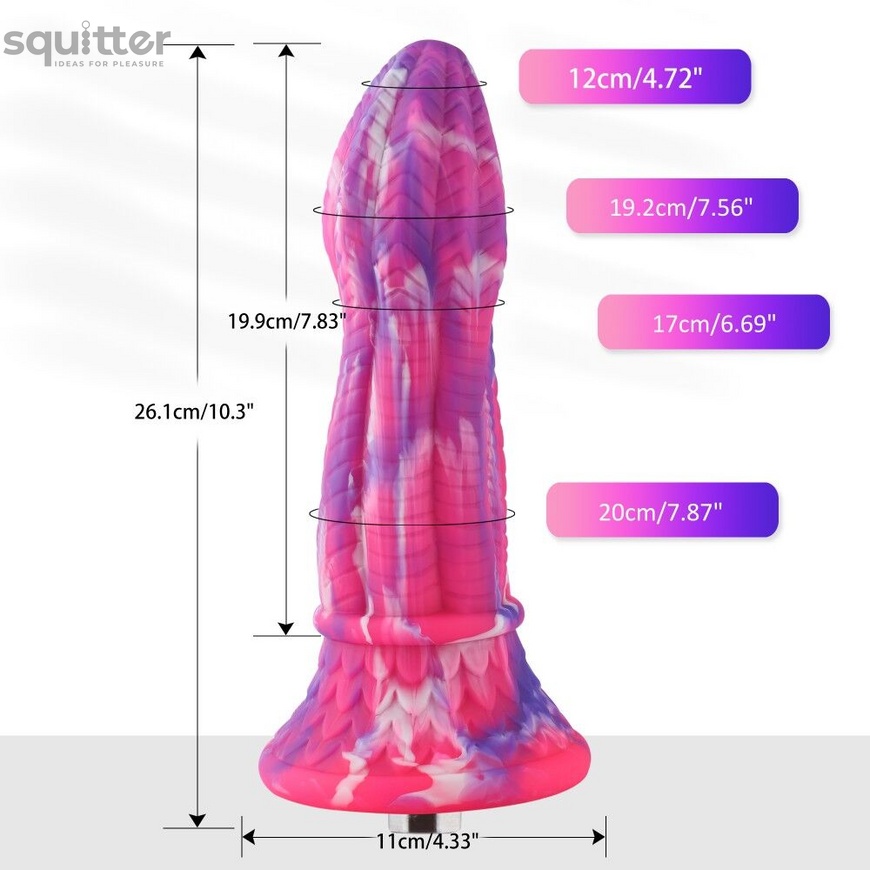 Фалоімітатор для секс-машин Hismith 10.3″ Silicone Monster Dildo Series, система кріплення KlicLok т SO6216 фото