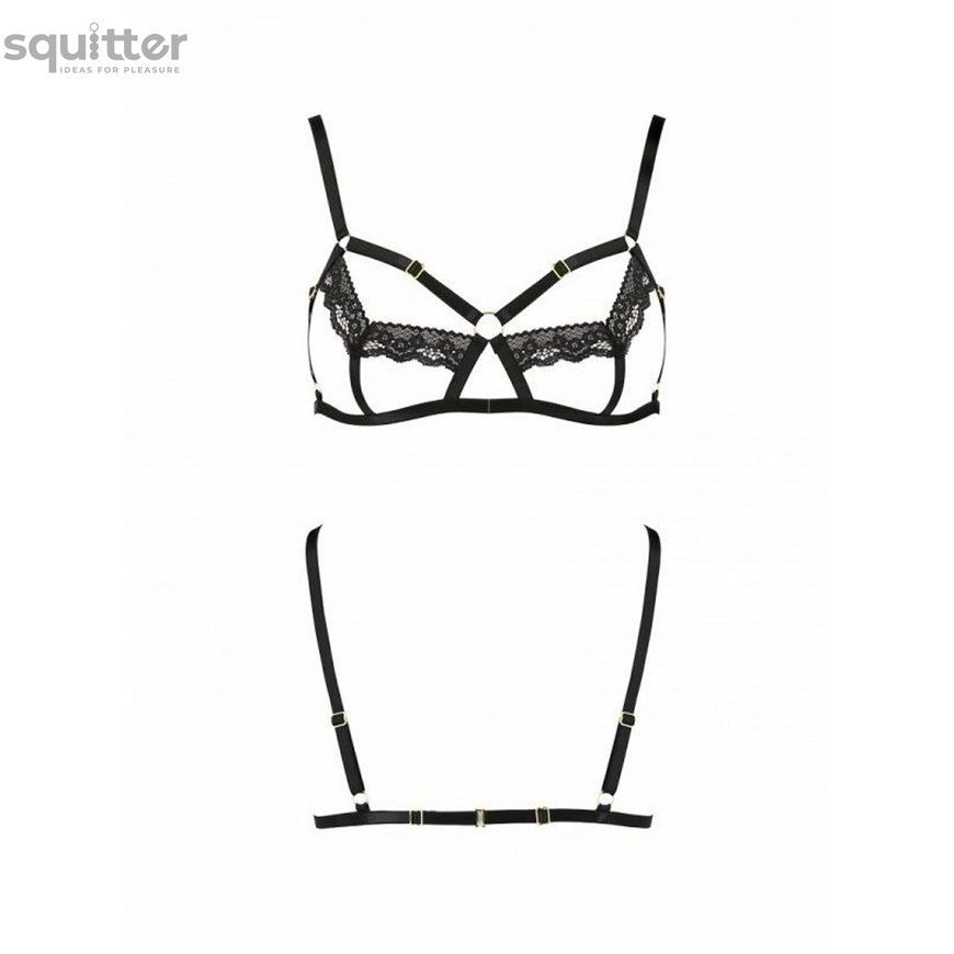 Бюстгальтер-стрепи з мереживом Passion Exclusive SOLON BRA L/XL, black PS28001 - онлайн-сексшоп Сквітер