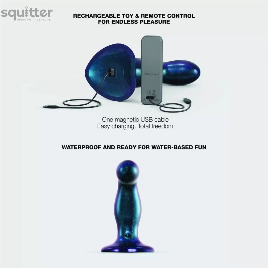 Дилдо з вібрацією Strap-On-Me FINGERING & VIBRATING DILDO - M - BLUE, з манливим рухом SX4825 - онлайн-сексшоп Сквітер