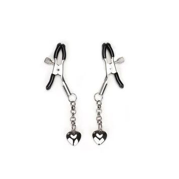 Затискачі для сосків Liebe Seele Solid Heart Nipple Clamps Silver, підвіска-сердечко SX1692 - онлайн-сексшоп Сквітер