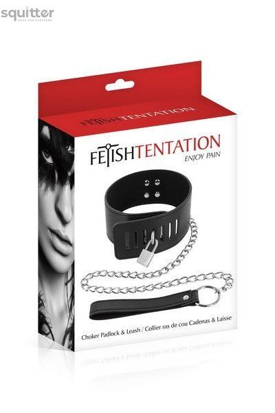 Ошейник с замком и с поводком Fetish Tentation Padlock and Leash SO3729 - онлайн-сексшоп Сквитер