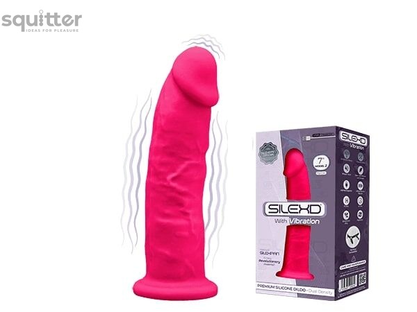 Фаллоимитатор с вибрацией SilexD Henry Vibro Pink (MODEL 2 size 7in), двухслойный, диаметр 4,4 см SO5968 фото